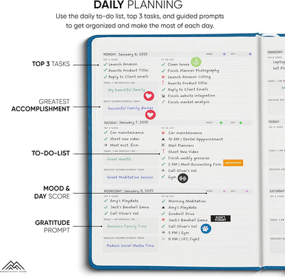 Undated, 2025 Planner, 8.5" x 11" - The #1 Productivity Planner to Achieve Your 2025 Goals - Planner 2025-2026 by PRODUCTIVITY STORE (A4, NAVY BLUE)