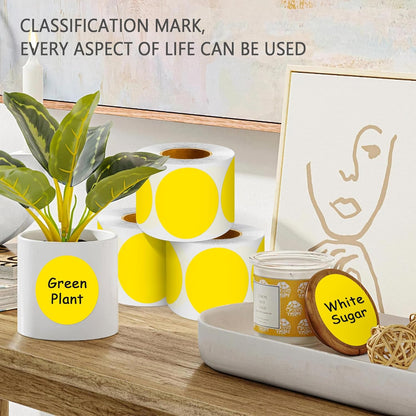 PARLAIM 3" Diameter Round Yellow Color Coding Sticker, 4 Rolls 2000PCS Circle Dot Label,Permanent for Inventory Box Labeling