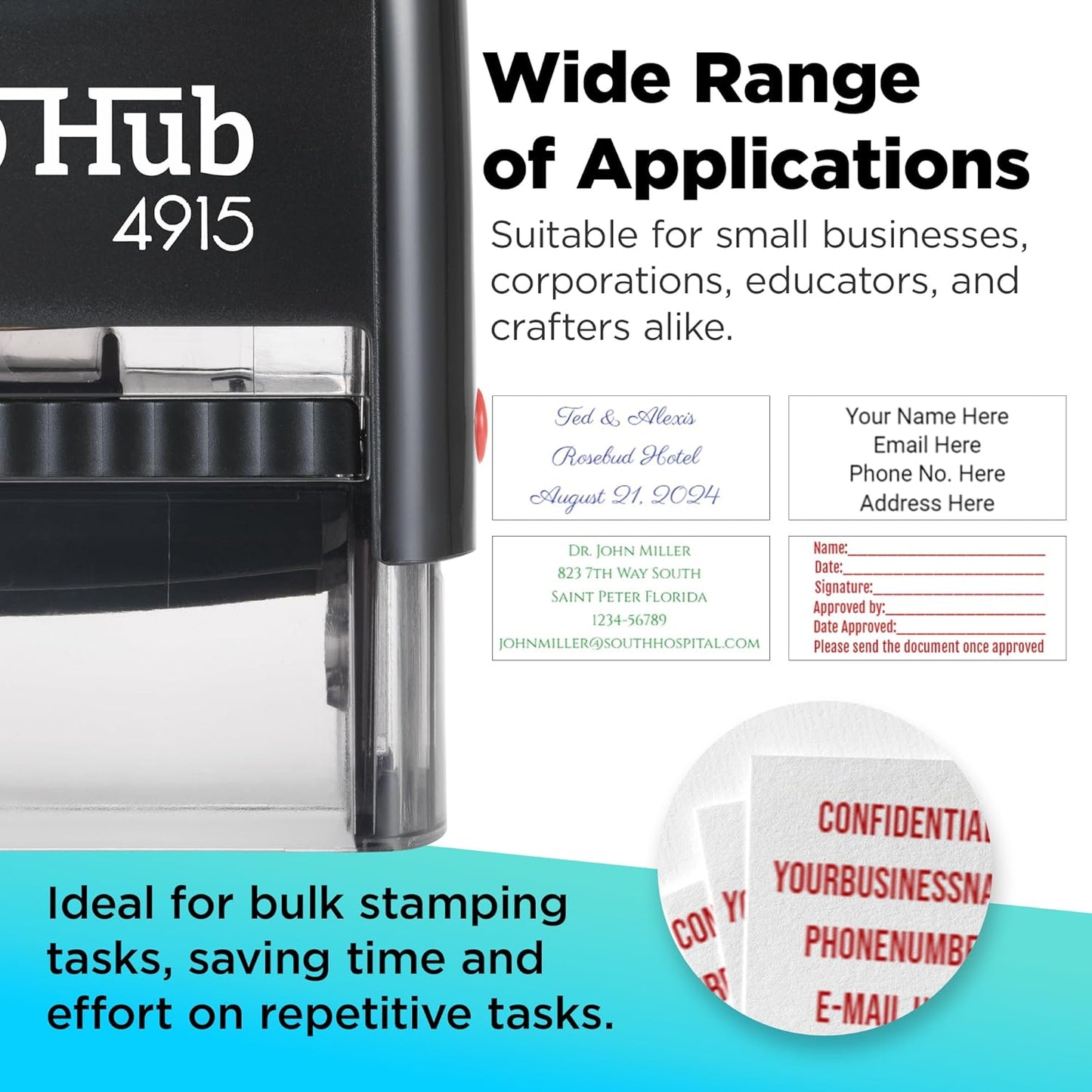 Self Inking Personalized Stamp - Up to 6 Lines, Custom Return Address, Customizable Office Name Rubber - Easy to Change Ink Cartridge, Multiple Ink Color Options - Extra Large