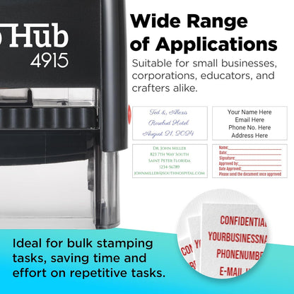 Self Inking Personalized Stamp - Up to 6 Lines, Custom Return Address, Customizable Office Name Rubber - Easy to Change Ink Cartridge, Multiple Ink Color Options - Extra Large
