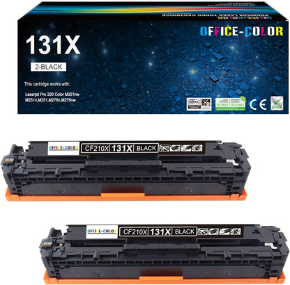 131X Black High-Capacity Toner Cartridge CF210X Replacement for HP Laserjet Pro 200 Color M251nw M276nw M251n M251 M276n Printer Ink (2 Pack)