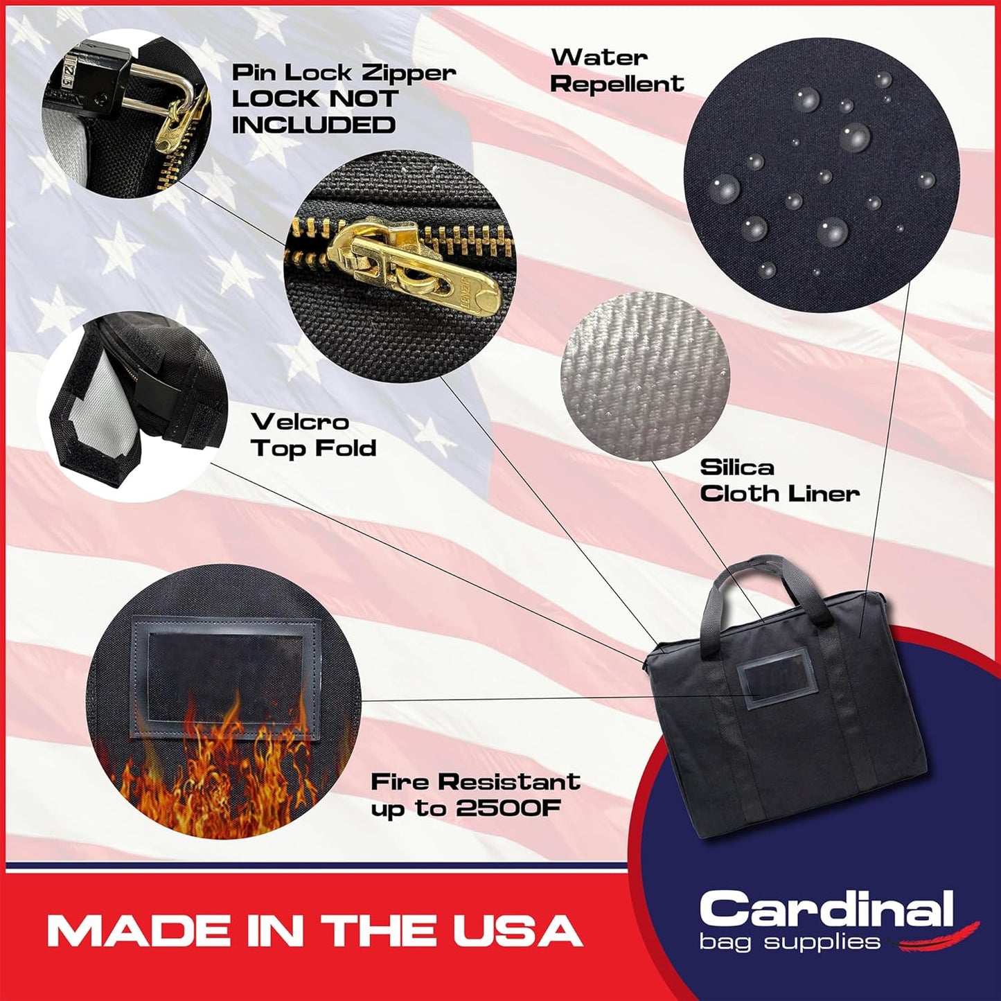 Fire Resistant and Water Repellent Briefcase Document Bag, 18 x 14 x 4 Inch