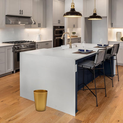 HOLDN’ STORAGE Small Trash Can - Set of 2 Open Top Waste Bin of 1.58 Gallon, Compact Waste Can Perfect for Bathroom, Kitchen, Office, Dorm - Durable Garbage Can - Soft Brass