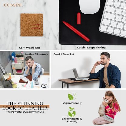 Cossini XL Desk Pad - Large Vegan Leather Desk Mat 17 x 36- Buttery Smooth Writing, Damage Blocking, Non-Slip, Waterproof - Home Office Computer Desk Protector Blotter Laptop Keyboard Mouse Pad