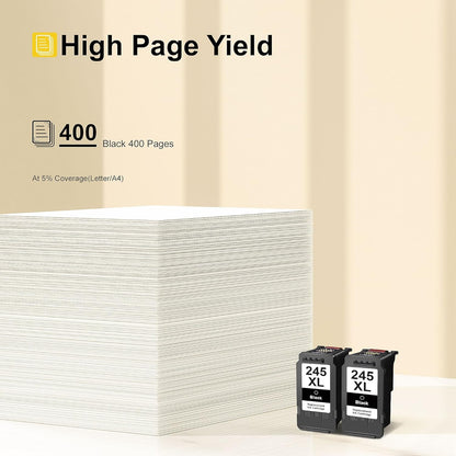 245XL Ink Cartridge Replacement for Canon 245XL Black Ink PG-245XL 245 XL PG-243 243XL for Pixma TR4520 TR4527 MX492 MX490 MG2522 MG2525 MG2920 TS202 TS302 TS3320 TS3322 MG2420 IP2820 (2 Black)