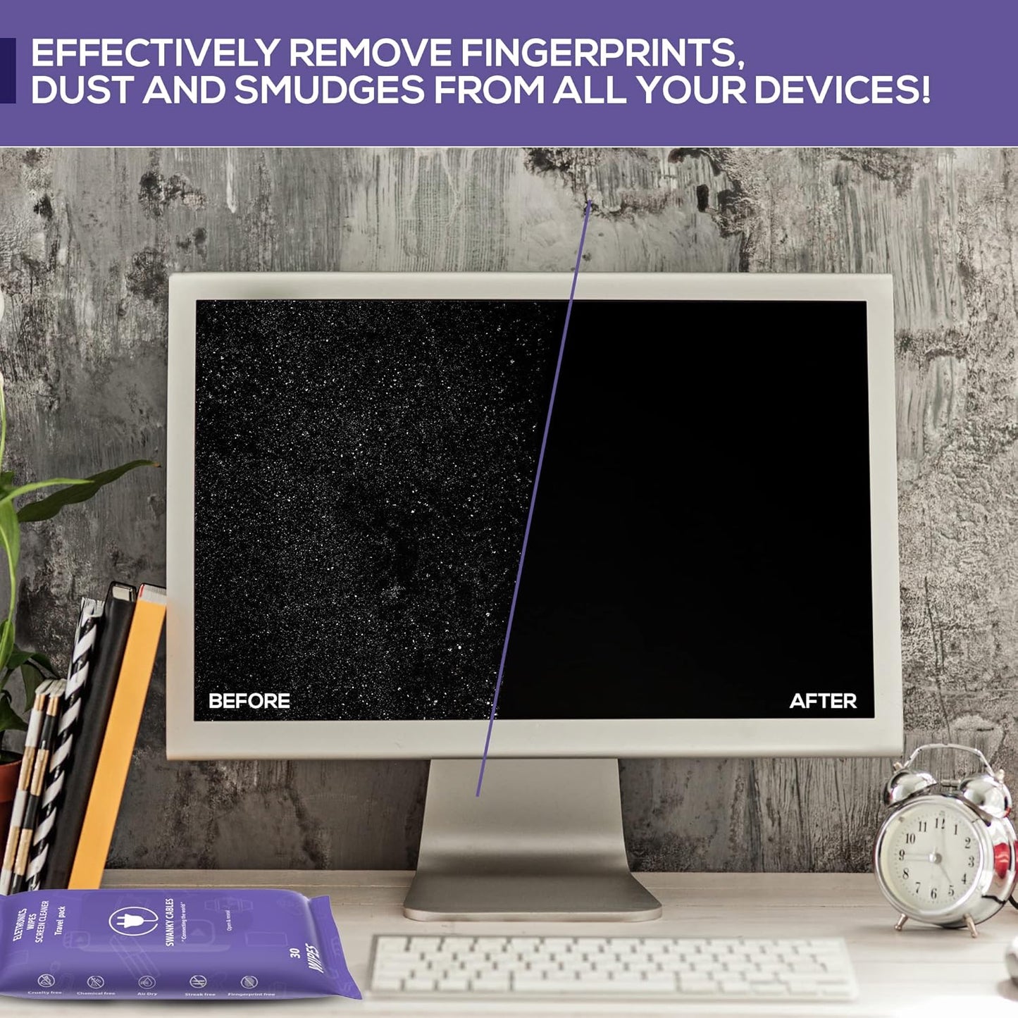 Screen Cleaner Wipes: Electronic Wipes for Screens - Computer Screen Wipes for Lens, Phone, Tv Screen and Monitor Cleaning - Tech Wipes & Microfiber Cloth (Soft Wipes, 600 Count)