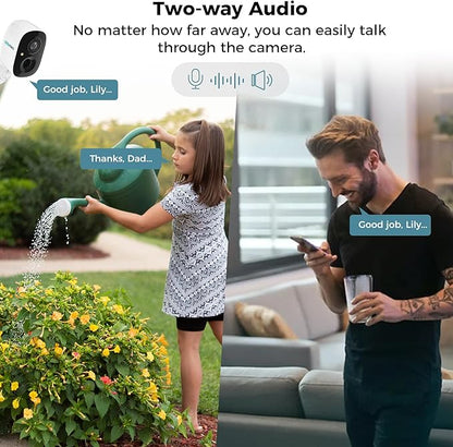 SOVMIKU CG6 Best Solar Security Camera Wireless Outdoor, Battery Powered Cam, Easy to Setup,PIR Motion Detection, Two Way Audio, Audible Flashlight Siren,2.4GHz Wi-Fi, Color Night Vision, SD Slot