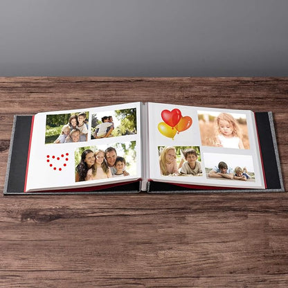 Photo Album Self Adhesive 3x5 4x6 5x7 6x8 8x10 8.5x11 11x10.6 Magnetic Scrapbook Album DIY Length 11x10.6 Inch 40 Pages Linen Cover DIY Photo Album with A Metallic Pen and and Plastic Board(Grey)