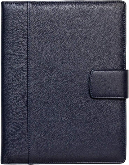 Maruse Italian Leather Executive Padfolio, Folder Organizer with Magnetic Closure and Writing Pad, Handmade in Italy, Navy Blue