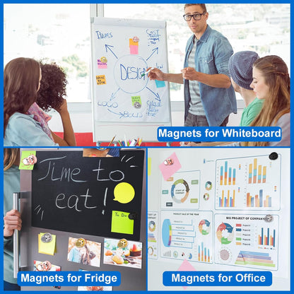 LOVIMAG Colorful Fridge Magnets, 25pc Strong Push Pin Metal Magnets for Whiteboards, Lockers, Offices & Kitchens