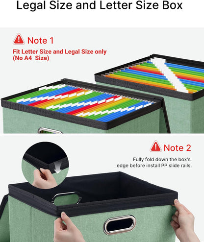 Oterri 1 Pack Large File Organizer Boxes with Lids, File Box with Mesh Pockets, Document Organizer Box for Letter/Legal Size Folders, Zippers Important Document Organizer (Green, Without Folders)