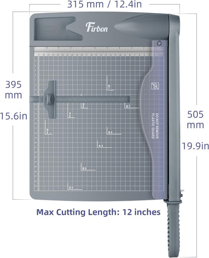 Firbon 12" Guillotine Paper Cutter, Heavy Duty 30-Sheet Capacity Trimmer for Cardstock, Photos, Scrapbooking, Office, Classroom, Studio (Gray)