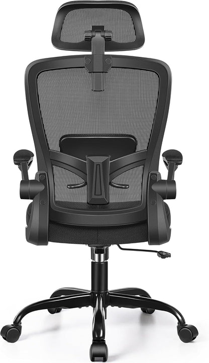 FelixKing Ergonomic Office Chair, Headrest Desk Chair with Adjustable Lumbar Support, Home Office Swivel Task Chair with High Back and Armrest, Adjustable Height Gaming Chair(Black)