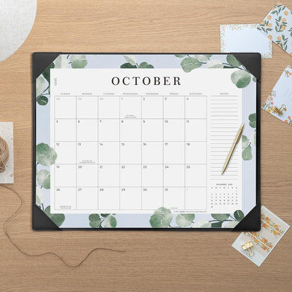 Cabbrix Desk Calendar 2025-2026 with Desktop Mat, 21" x 16.5" Large Desk Calendar July 2025 to December 2026, 18 Months Calendar for Home Office School Planning, Greenery