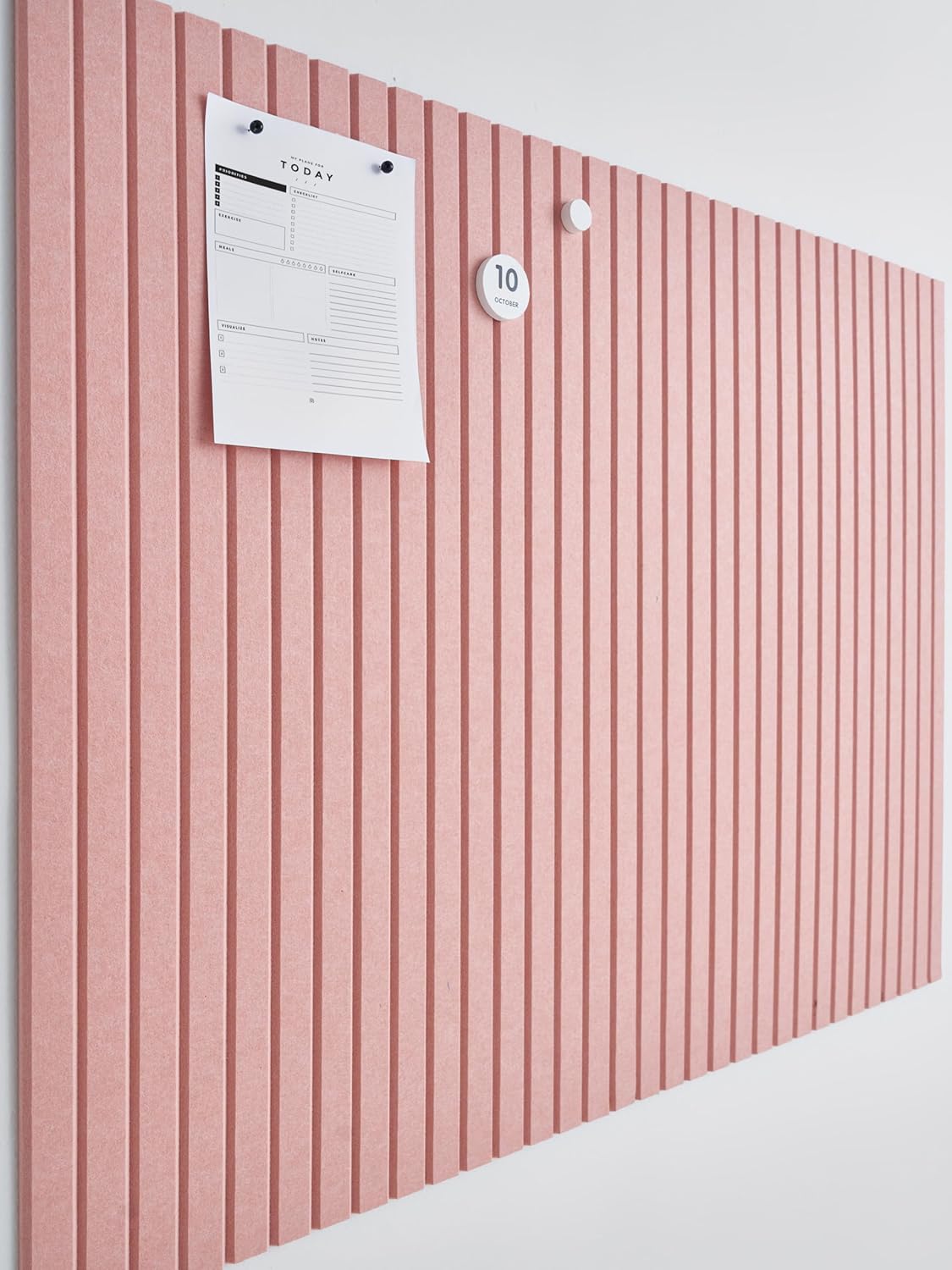 Large Cork Boards for Walls Black Felt Alternative - Slat Wall Paneling, Bulletin Board Tiles for Home Decor, Push Pin Corkboard Organizer for Office or Classroom-12-Pack Panel Kit (Coral)