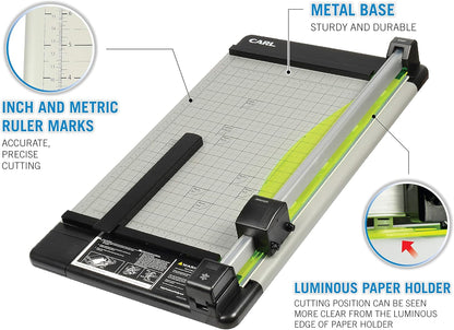 CARL Heavy Duty Rotary Paper Trimmer - 12238, Black/Silver, 18inch