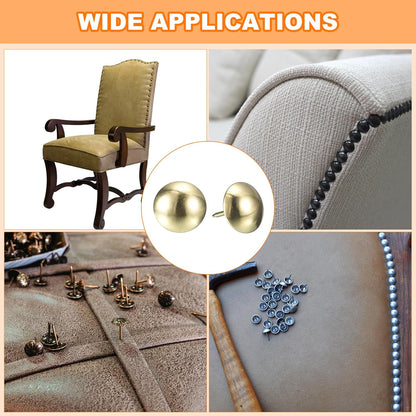 uxcell Upholstery Tacks Nail Pins Furniture, 50Pcs 19x23mm Thumb Tack Pins Assortment Kit Carbon Steel for Home Sofa DIY Decorative Nail Heads Nails, Gold