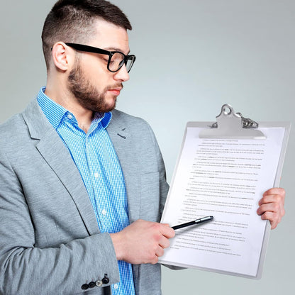 12 Pcs Metal Clipboard Heavy Duty Aluminum Clipboards 12 x 9 Inch Metal Clip Board with Low Profile Clip A4 Letter Size Document Holder for Office School Medical Jobsite Laboratory