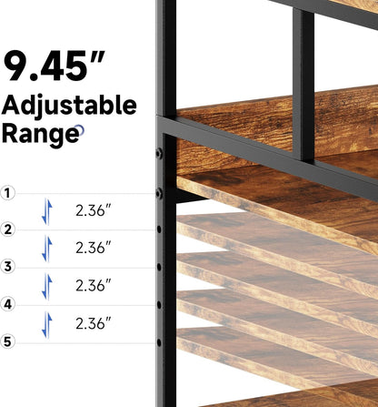 Printer Stand, 19.68×15.75×27.55 Printer Table with Adjustable Storage Shelf, 3 Tier Rolling Cart with Wheels, Space Saving Desk for Home Office, Mini Fridge & Heat Press Stand, Rustic Brown