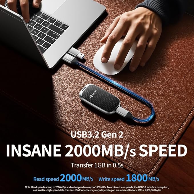 PHIXERO P20 External Portable SSD 1TB,up to 2050Mb/s,External Solid State Drives with 2 in 1 USB C Cable with LED Indicator,USB 3.2 Gen 2 Portable Hard Drive for iPhone 15/16 PRO, Mac, PC & Laptops