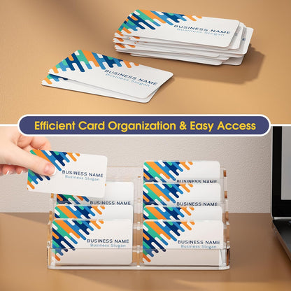 MaxGear Acrylic Business Card Holder for Desk Multiple Business Card Holders, Premium Cards Stand, Clear Plastic Cards Display Holder with 4 Tier for Exhibition, Home and Office, 8 Pocket, 8 Pack