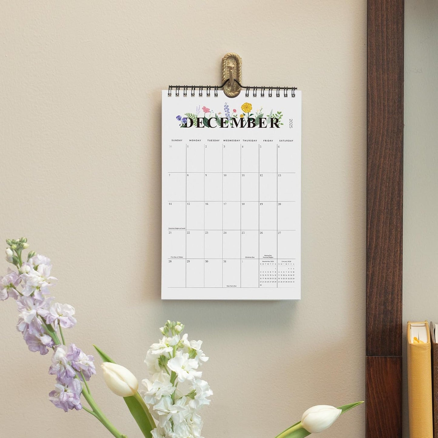 Cabbrix Mini Calendar 2025-2026 Wall Calendar, 18 Months Calendar Runs from July 2025 to December 2026, Small Vertical 6 x 9 Inch Monthly Planner for School Office Home Organizing