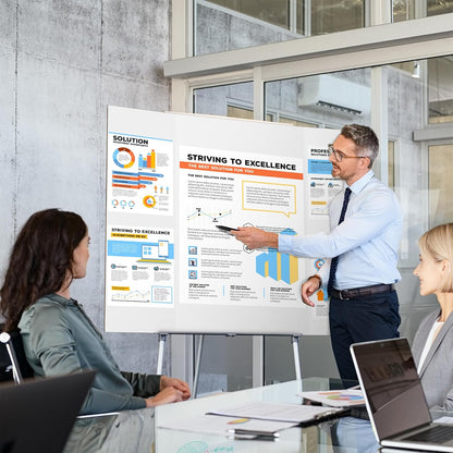 4 Pack 36" x 48" Trifold Poster Board for Presentation, White Corrugated Cardboard Large Tri Fold Poster Board for Science Fair, Office & School Projects, Photo Displays, Exhibitions Event