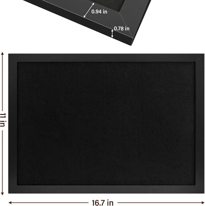 Black Cork Board Bulletin Board 16.7" x 11", Small Linen Corkboards with Frame for Walls, Cute Picture Display Pin Board Vision Board for Room School Office Bedroom 8 Pushpins