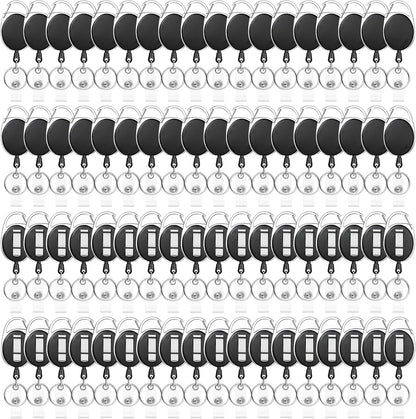 72 Pack Badge Reels Retractable Badge Holders with Clip Key Ring Liubeili Name ID Badge Clips Keychain for Nurse Doctor Employee Worker, Black