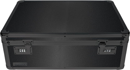 Vaultz Storage Lock Box - 6.5 x 19.25 x 13.5 Inch Lockable Dorm Storage Trunk with Combination Lock - Briefcase, Medicine Box, Lock Boxes for Personal Items, Cash, Laptop - Black on Black