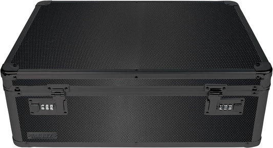Vaultz Storage Lock Box - 6.5 x 19.25 x 13.5 Inch Lockable Dorm Storage Trunk with Combination Lock - Briefcase, Medicine Box, Lock Boxes for Personal Items, Cash, Laptop - Black on Black