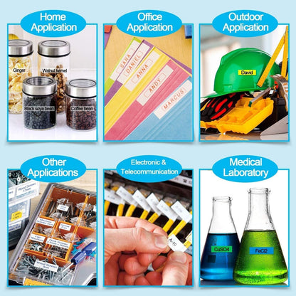 Absonic XR-9WE2S 9mm Label Tape Replace for Casio Xr-9we Label Maker Tape Use with Casio Label Printers KL-120 KL-60 KL-100 KL750B KL750 KL7200,6-Pack