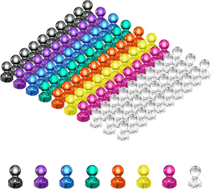 VNDUEEY 96PCS Strong Fridge Magnets, Colorful Magnetic Push Pins for Bulletin Board, Dry Erase Magnets Refrigerator Magnet, Small Strong Magnets for Whiteboard, Kitchen, School, Office, Map (8 Colors)