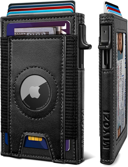 Airtag Wallet for Men, Slim Pop Up Credit Card Holder RFID Blocking Mens Minimalist wallet for 7-9 Cards ID Window, with Gift Box