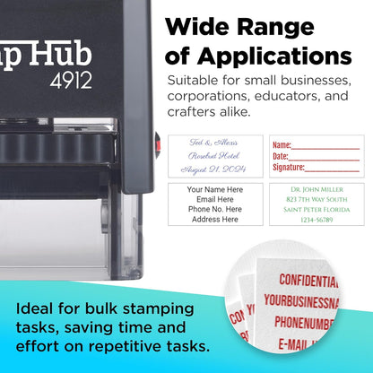 Self Inking Personalized Stamp - Up to 4 Lines, Custom Return Address, Customizable Office Name Rubber - Easy to Change Ink Cartridge, Multiple Ink Color Options - Medium