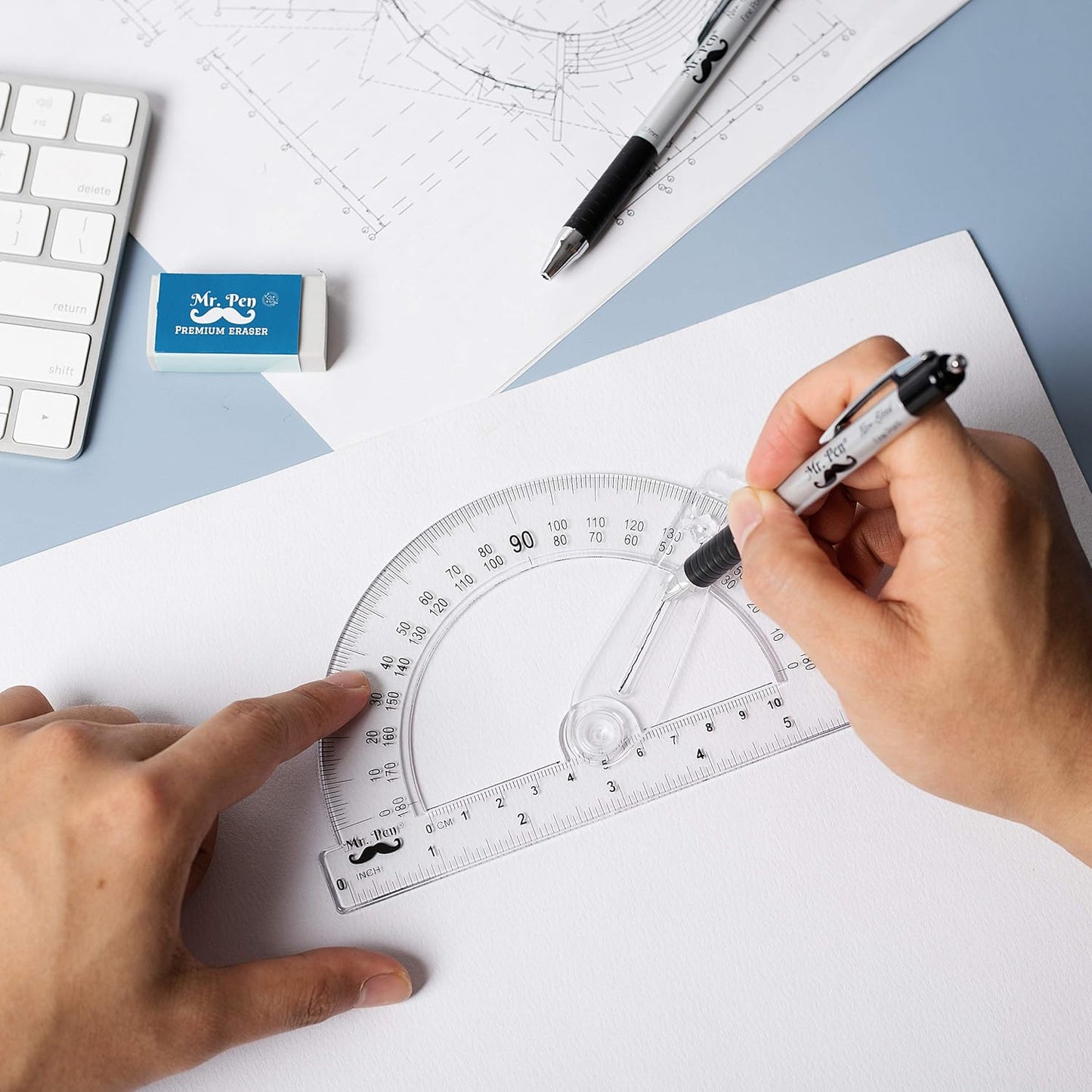 Mr. Pen- Protractor, 6 Inches Protractor with Swing Arm, Pack of 3