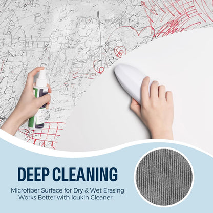 loukin Replaceable Dry Erase Eraser, Double-Sided Whiteboard Eraser with Magnetic Holder, Precision-Point Glass Board Wiper for Classroom, Home and Office (Whiteboard Cleaner Included), White