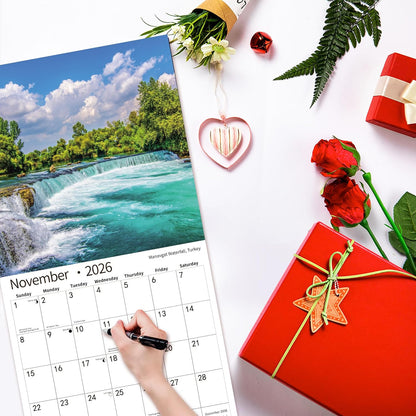 2025 Wall Calendar,Calendar 2026, July 2025 - December 2026, Wall Calendar Waterfall, 12" x 24" Opened,Full Page Months Thick & Sturdy Paper for Calendar Organizing & Planning
