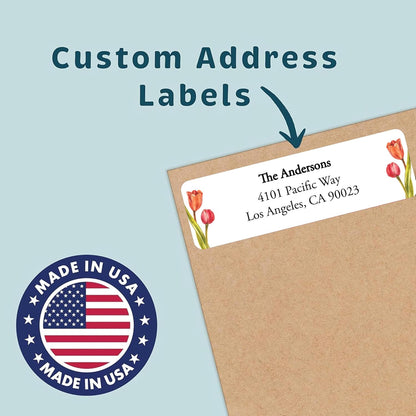 Return Address Labels - Personalized Flower Address Stickers on Sheets (50-1000 Labels)