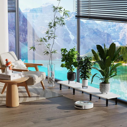 Dual Monitor Stand Riser 43.7 inch Large Extra Long Monitor Stand Riser Wide TV Stand Riser Monitor Stand for 2 Monitors Wood & Steel Leg Desktop Riser Desk Organization Home Office (White)