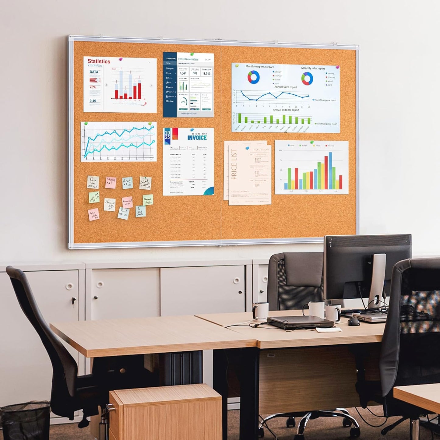 maxtek Large Cork Board 60 x 48 in, Bulletin Board for Walls, 5'x 4' Extra Aluminum Framed Corkboard, Foldable Wall Mounted Back to School Pin Memo Notice Cork Board for Office, Home Wall Display