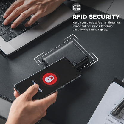 VULKIT Business Card Holder Premium Leather RFID Blocking Card Case With ID Window Magnetic Closure Holds Up to 40 Business Cards