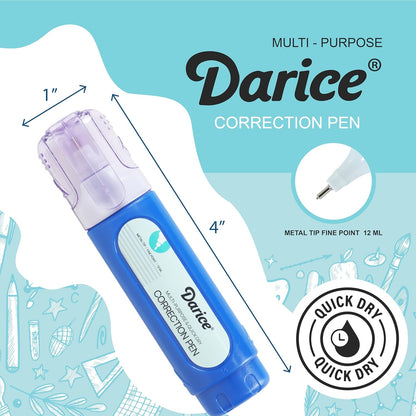 DARICE Liquid Correction Pen Box of 48 - Multi-Purpose Liquid White Out Pen with Metal Tip for School, Office & Home