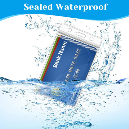 200 Pack Badge Holder, Plastic ID Badge Holder, Clear Waterproof ID Card Holder with Resealable Zip, 2.5" x 3.8" Vertical Name Tag Holder for Nurses and Office, Fits ID Card/Credit Card/Student Card