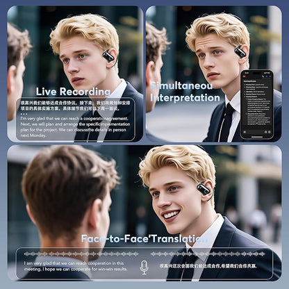 168 Languages AI Translation Earbuds, Bluetooth 5.4 Headphones Translator, 4-in-1 Smart Mode Touch Screen Real-Time Earphones Fit iOS and Android Ideal for Travel Business and Learning, Black