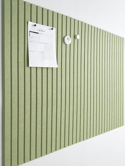 Large Cork Boards for Walls Black Felt Alternative - Slat Wall Paneling, Bulletin Board Tiles for Home Decor, Push Pin Corkboard Organizer for Office or Classroom-12-Pack Panel Kit (Avocado)