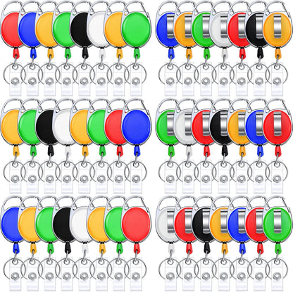 Honoson 50 Pcs Heavy Duty Retractable Badge Reels Batch ID Badge Holder Retractable Clip Bulk Key Holder with Ring for Office Worker Employee, Doctor Nurse Gifts (Bright Color)