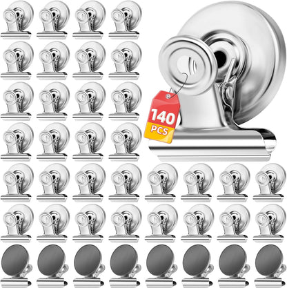 VNDUEEY 140 Pack Strong Magnetic Clips Refrigerator Magnets, Fridge Magnets Whiteboard Magnet, Magnet Clips for Teaching, Home, School, Office,
