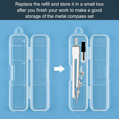 6 Sets Compass and Protractor Sets Student Basics Geometry Math Set Metal Compass and 6 Inch 180 Degree Protractors Geometry Graphing Drawing Tools for Office and School Supplies(Clear)