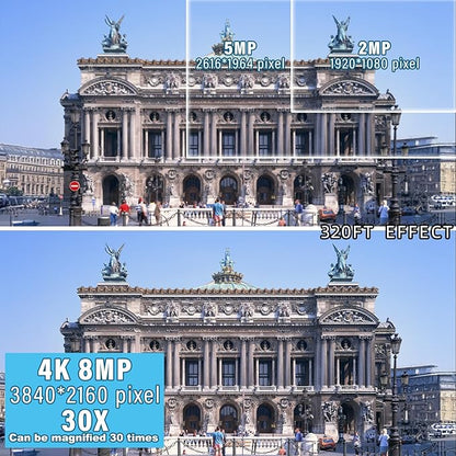 4K/8MP 30X Optical Zoom 2.4 & 5GHz WiFi AI Smart Security Panoramic PTZ Outdoor IP Camera, 320ft Night Vision,Auto Cruise,Human/Motion Detection,Waterproof,Dual Flashing Audio-Visual Alarm
